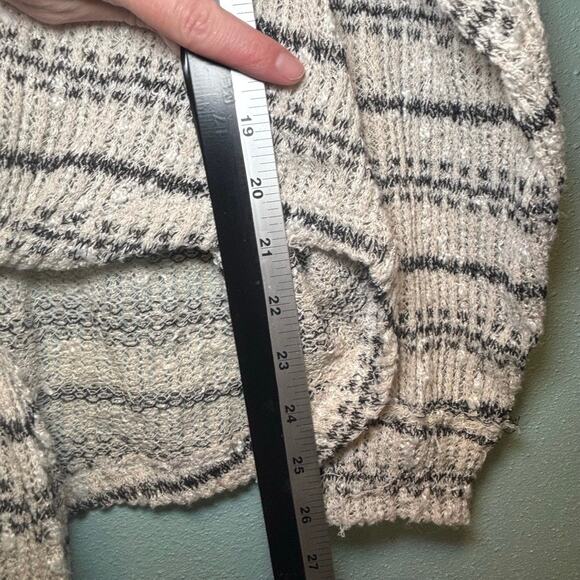 Altar'd State Striped V-Neck Tie Front Sweater Top Small Gray Blue White Knit - Picture 6 of 8